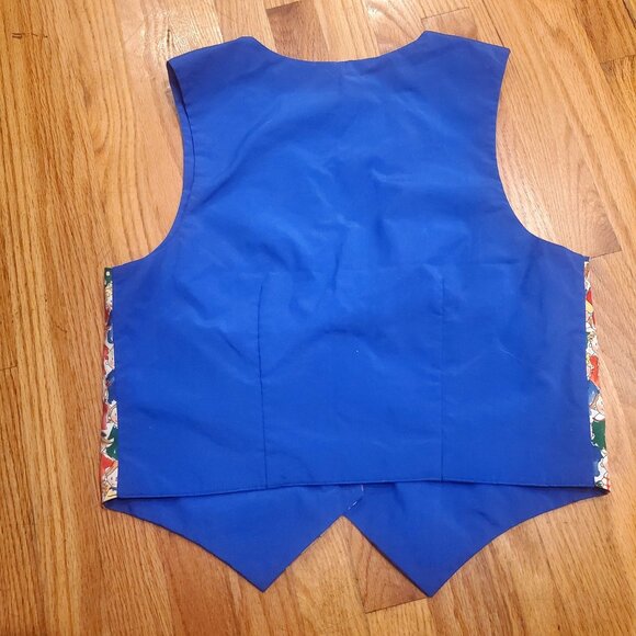 Womens Colorful Faces Print Teachers Vest Star Buttons Lining Handmade Large - Picture 7 of 7